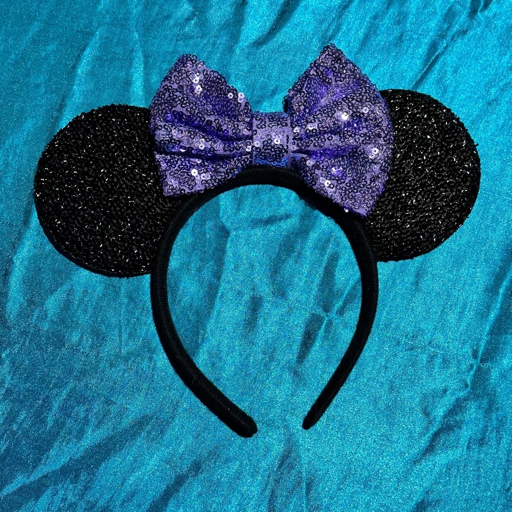 Disney Black And Purple Sequin Minnie Ear Headband